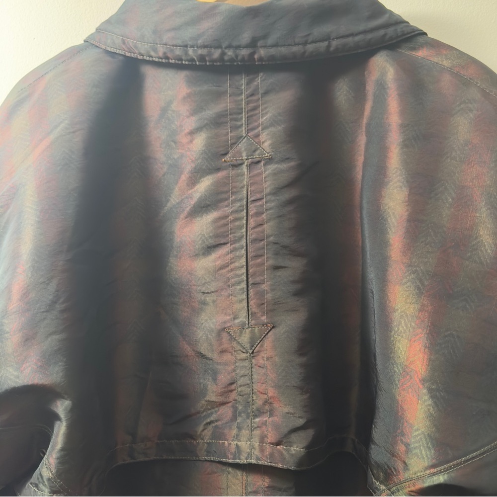 VTG 80s 90s Iridescent Puffer Jacket Oil Slick Color Block Car Coat Parka Mens M - Picture 4 of 8